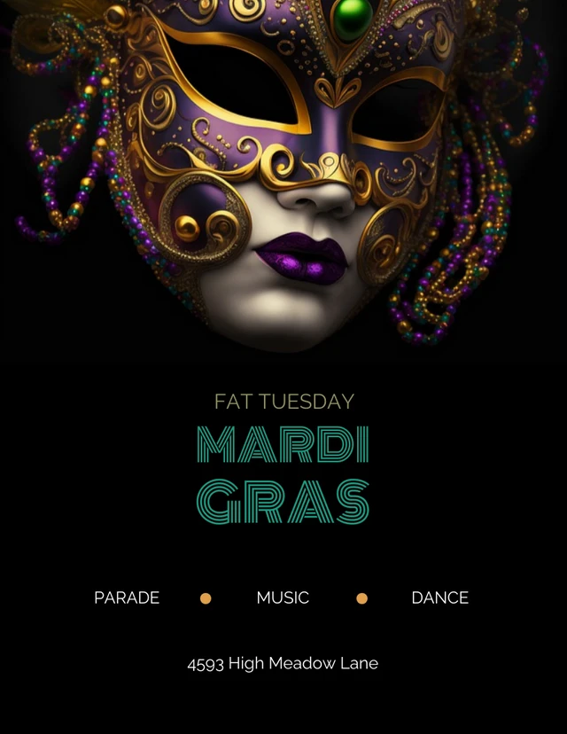 Black Mardi Gras Carnival Invitation Poster Template
