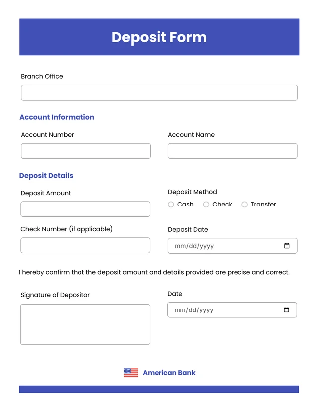 White Blue Minimalist Banking Form Template