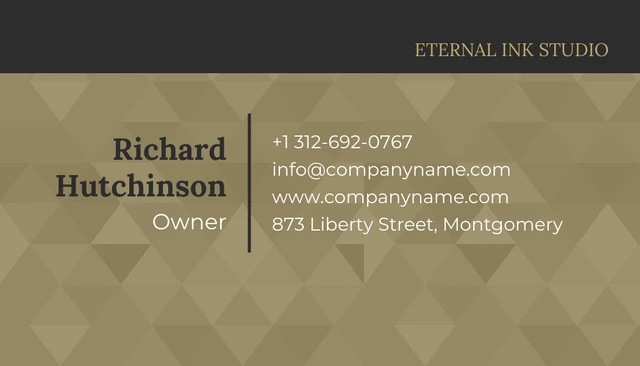 Black And Gold Pattern Minimalist Tattoo Business Card - Page 2