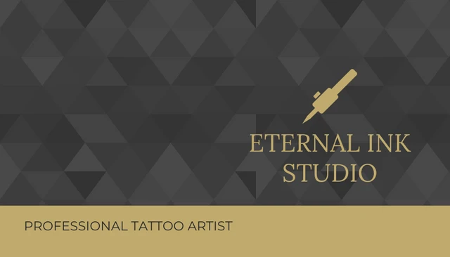 Black And Gold Pattern Minimalist Tattoo Business Card - Page 1