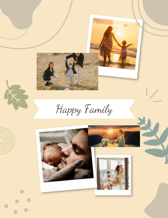 Beige And Brown Floral Family Love Collage Template