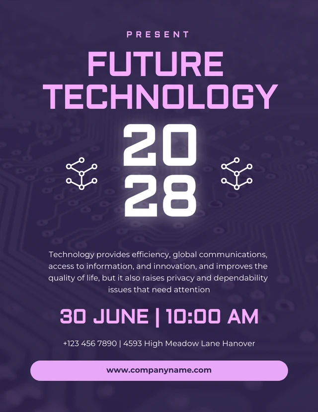 Dark Purple Modern Photo Future Technology Poster Template