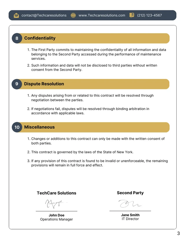 Computer Maintenance Contract Template - Page 3