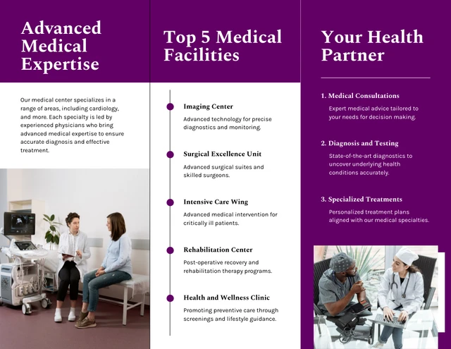 Minimalist Clean White and Purple Medical Tri-fold Brochure - Page 2