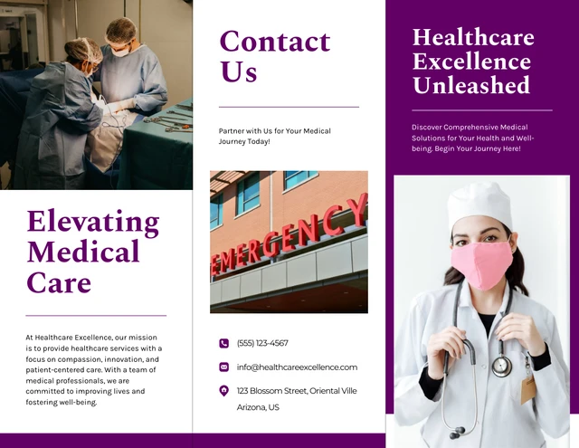 Minimalist Clean White and Purple Medical Tri-fold Brochure - Page 1