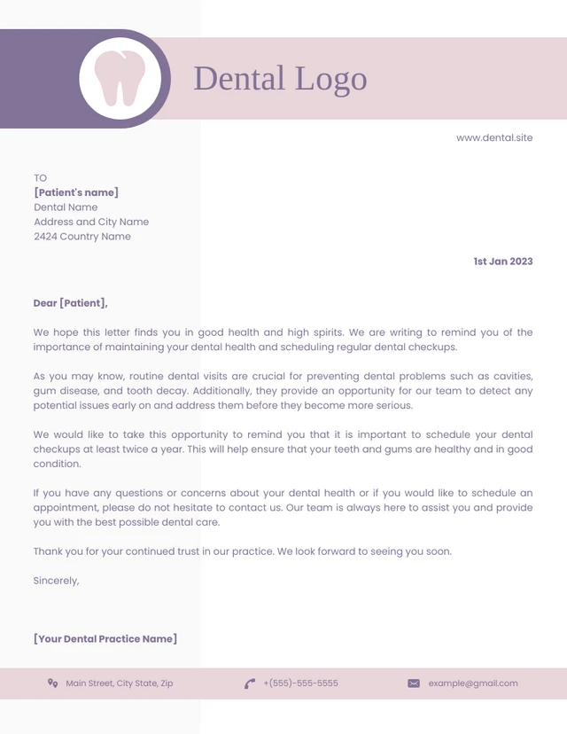 White And Light Grey Simple Dental Letterhead Template
