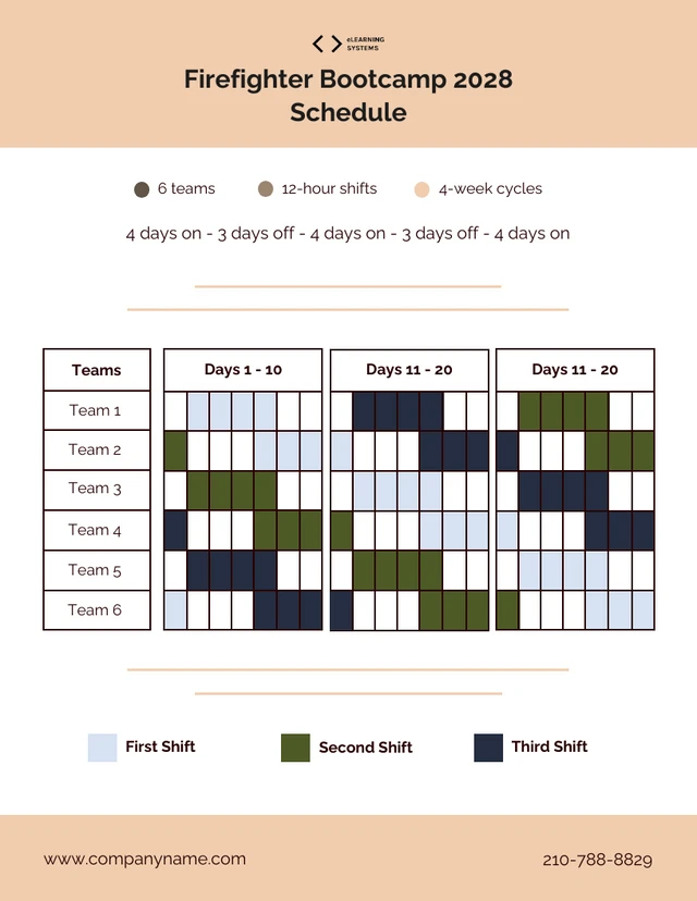 Simple Firefighter Bootcamp Schedule Template