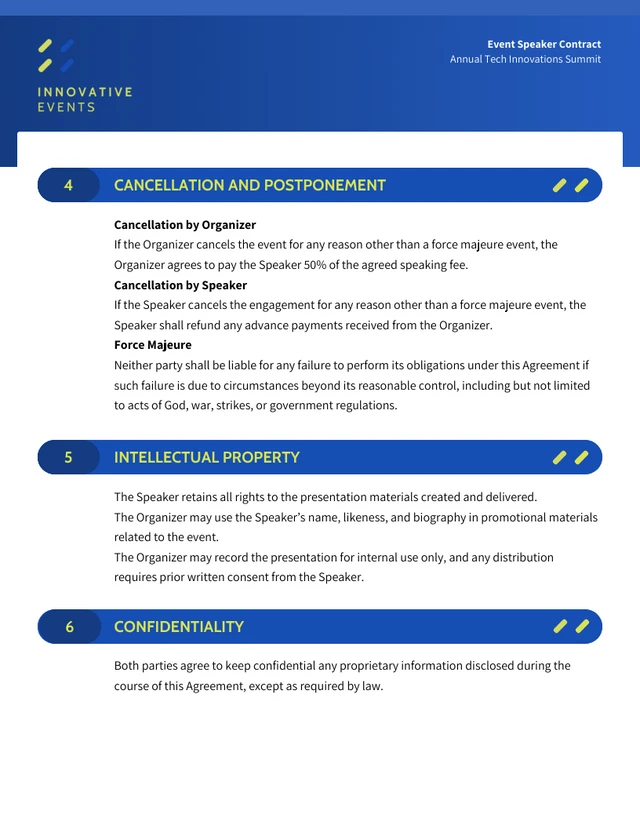 Event Speaker Contract Template - Page 3