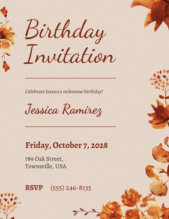 Cream Chocolate 30th Birthday Invitations Template