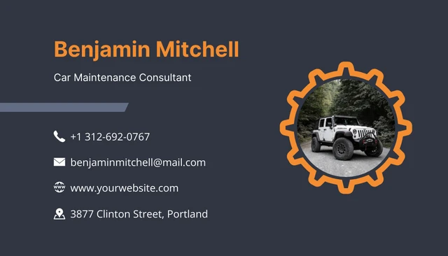 Dark Charcoal Gray Modern Automotive Business Card - Page 2