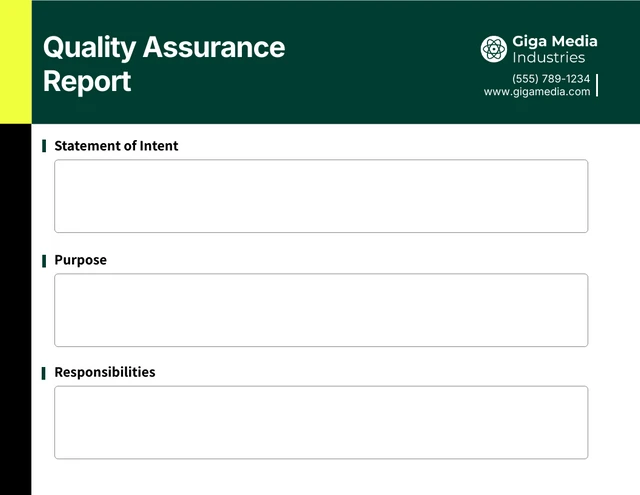 Quality Assurance Report Template - Page 1