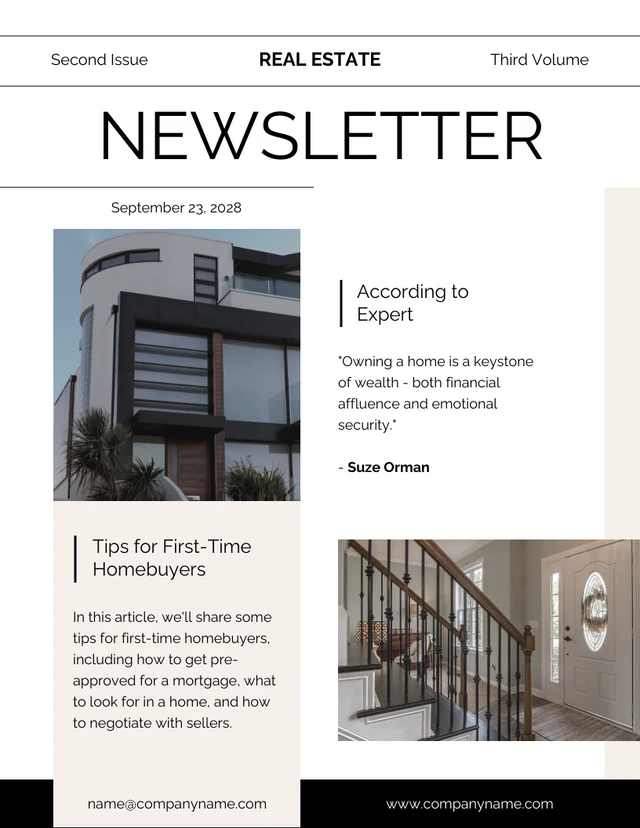 Modern White And Beige Real Estate Newsletter