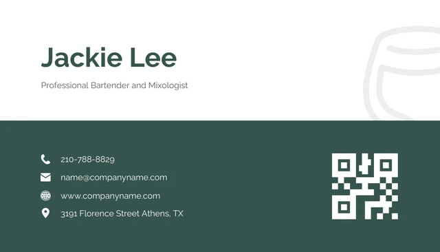 Professional Green and White Bartender Business Card - Page 2