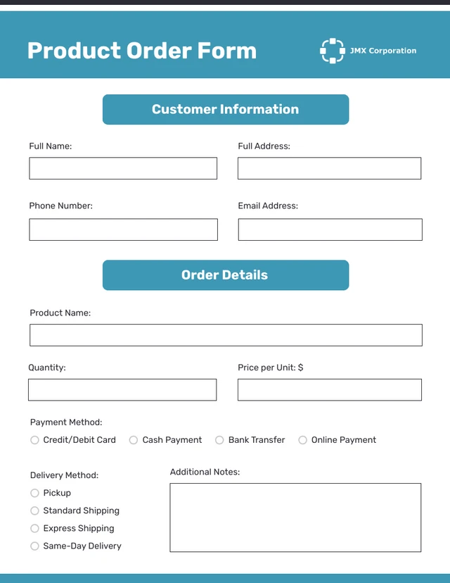 White Black Blue Business Form Template