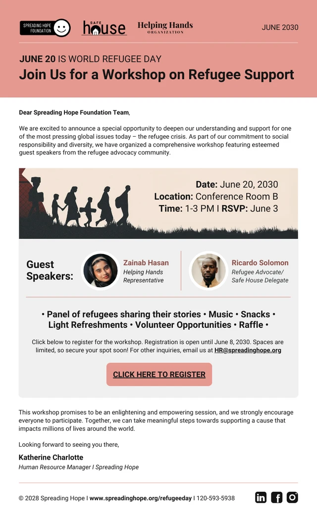 Advocating World Refugee Day Email Newsletter Template