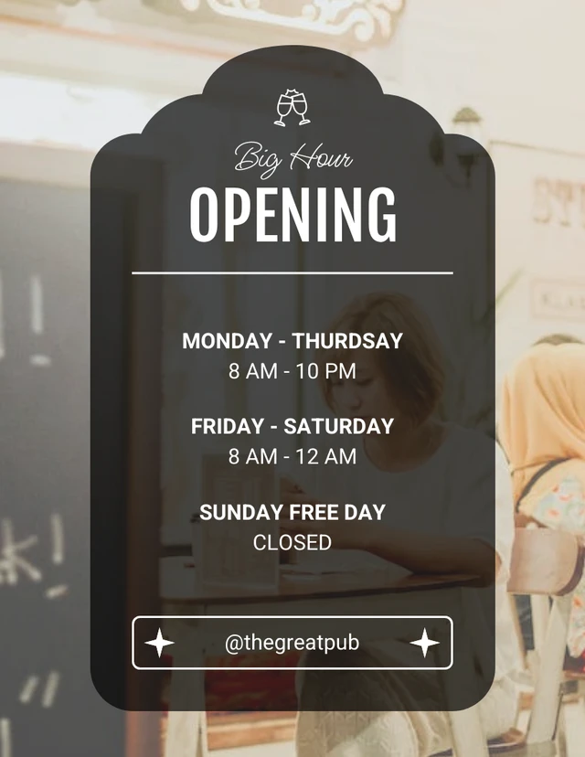 Minimalist Bar Opening Schedule Template