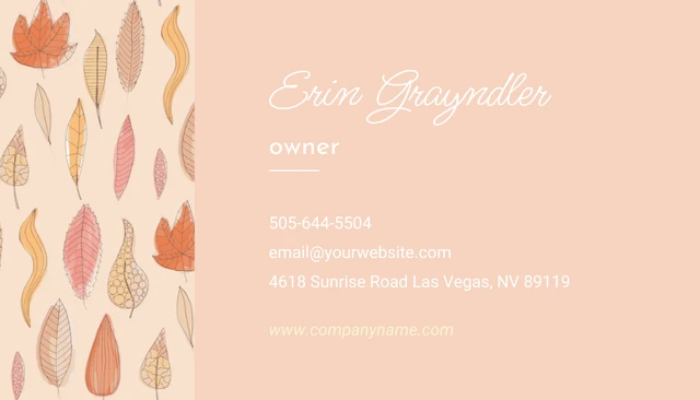 Cream Peach Flower Business Card - Page 2