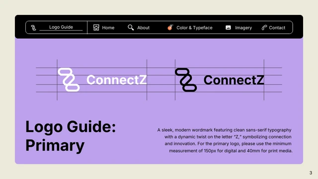 Purple, Orange, and Black Application Brand Guideline Presentation - Page 3