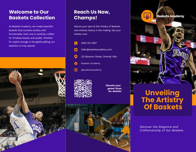 Purple Orange  Baskets Sport Tri-fold Brochure - Page 1