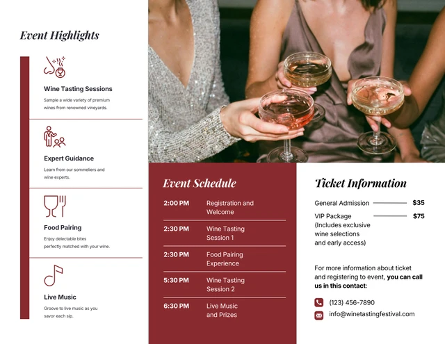 Wine Testing Event Trifold Brochure - Page 2