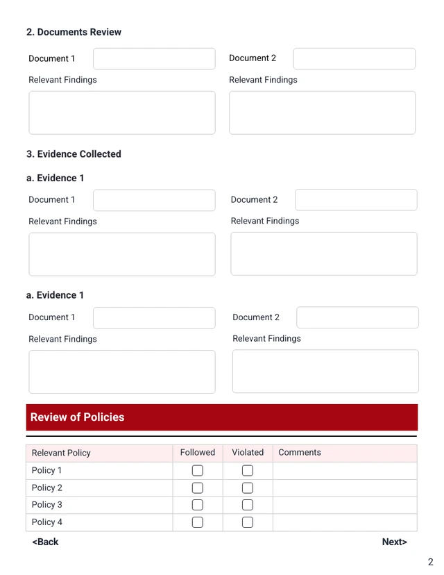 Workplace Investigation Report Template - Page 2