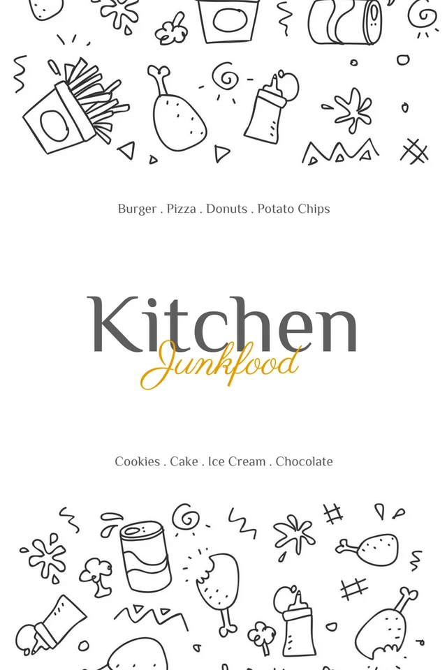 White Line Art Illustration Kitchen Label Template