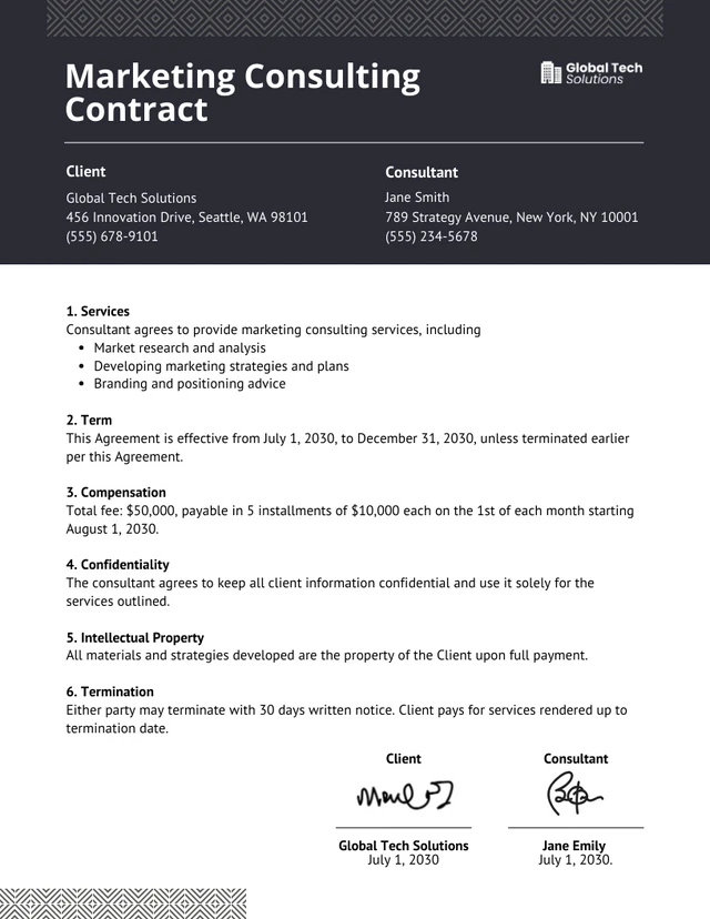 Marketing Consulting Contract Template