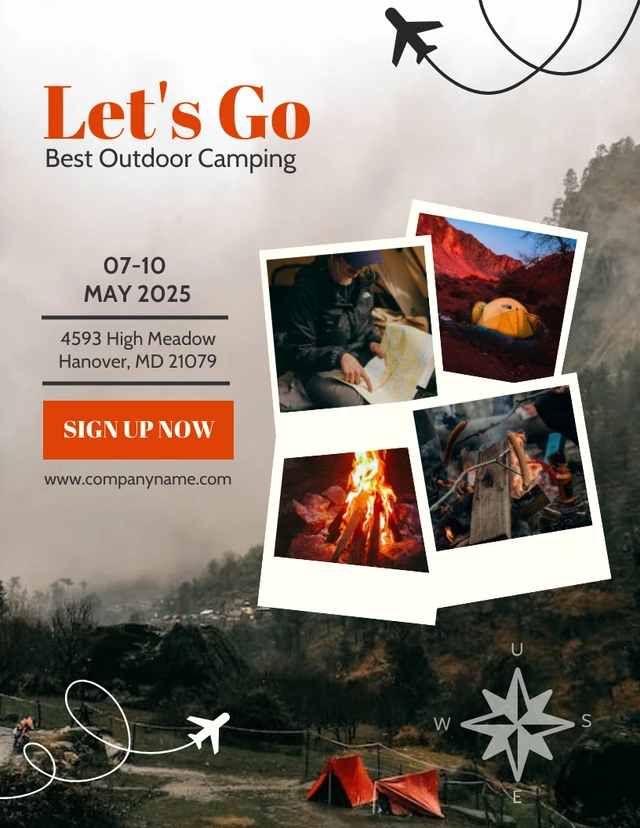 Grey Brown Camping Poster Template
