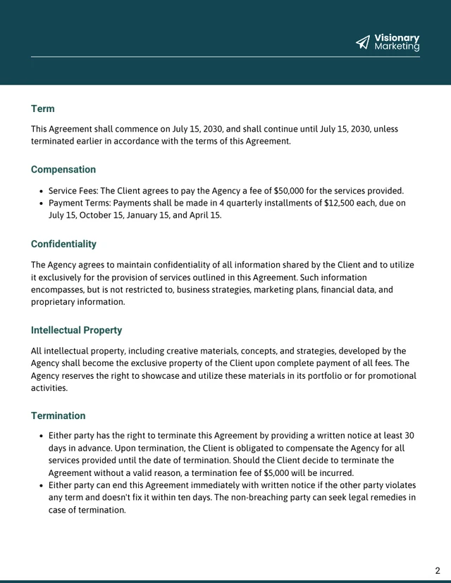 Advertising Agency Contract Template - Page 2