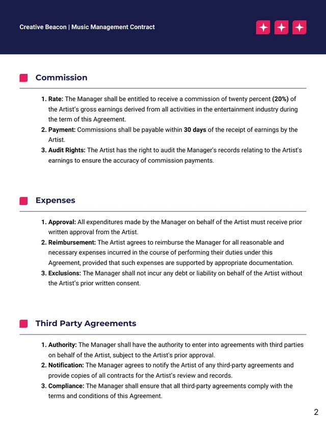 Music Management Contract Template - Page 2