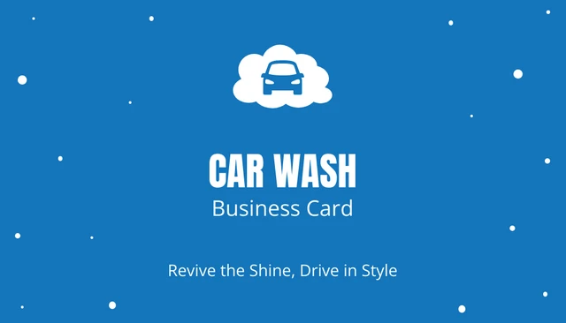 Simple Blue Modern Car Wash Business Card - Page 1