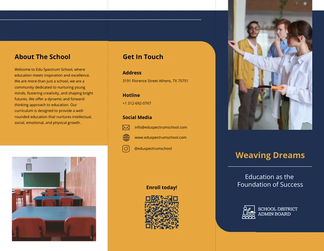 Navy Yellow Rounded Education Brochure - Page 1