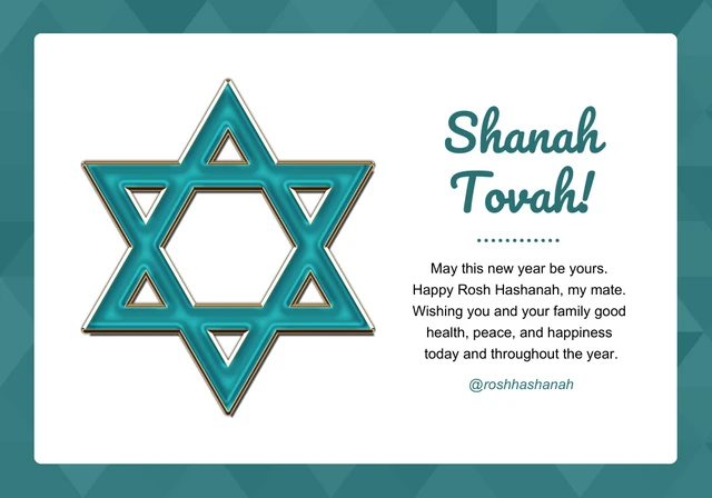 Dark Green Modern Geometric Shanah Tovah Card Template