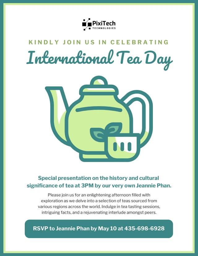 Customizable Company Announcement Tea Party Invitation Template