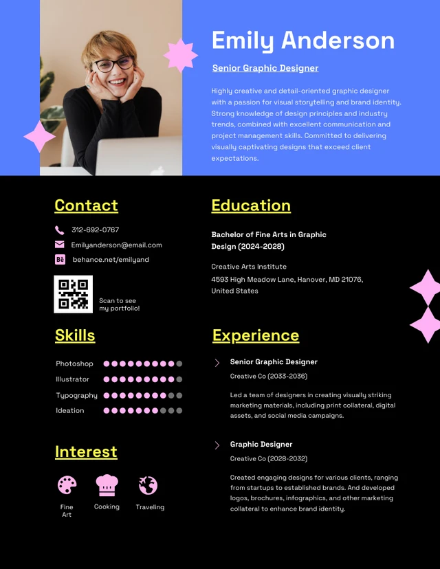 Black Neon Colorful Infographic Resume Template