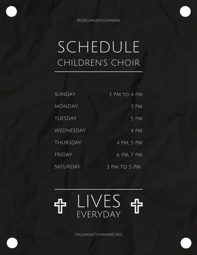 Black and White Schedule for Church Children Choir Flyer Template