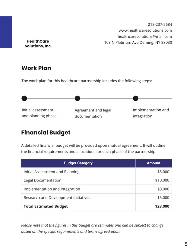 Navy and White Minimalist Modern Healthcare Partnership Proposals - Page 5