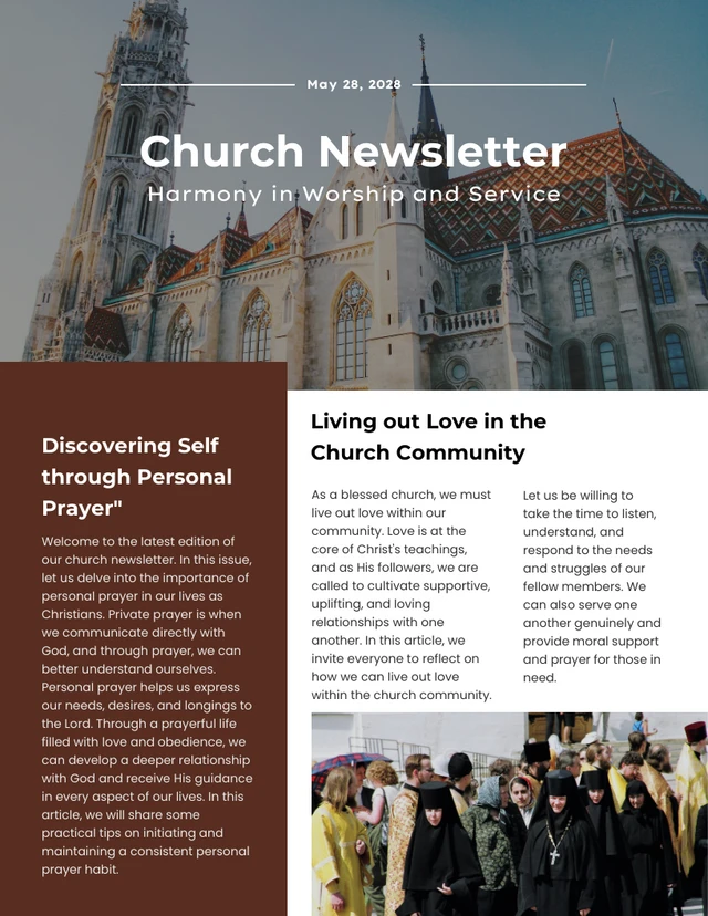 Brown & White Minimalist Design Church Newsletter Template