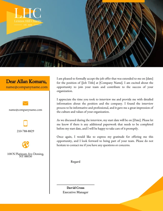 Yellow Orange Business Letterhead Template
