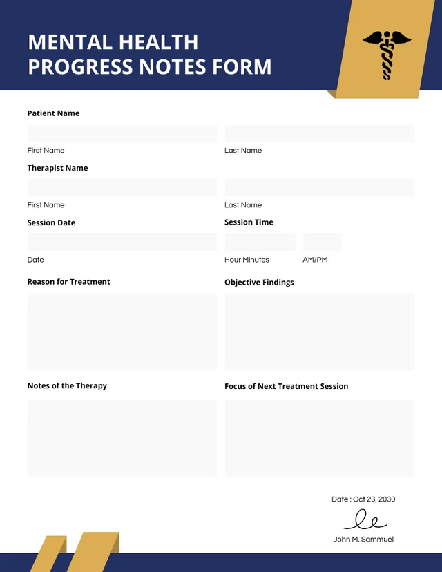 Blue and Yellow Simple Health Forms Template