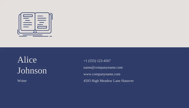 Beige And Navy Pastel Modern Professional Writer Business Card - Page 2