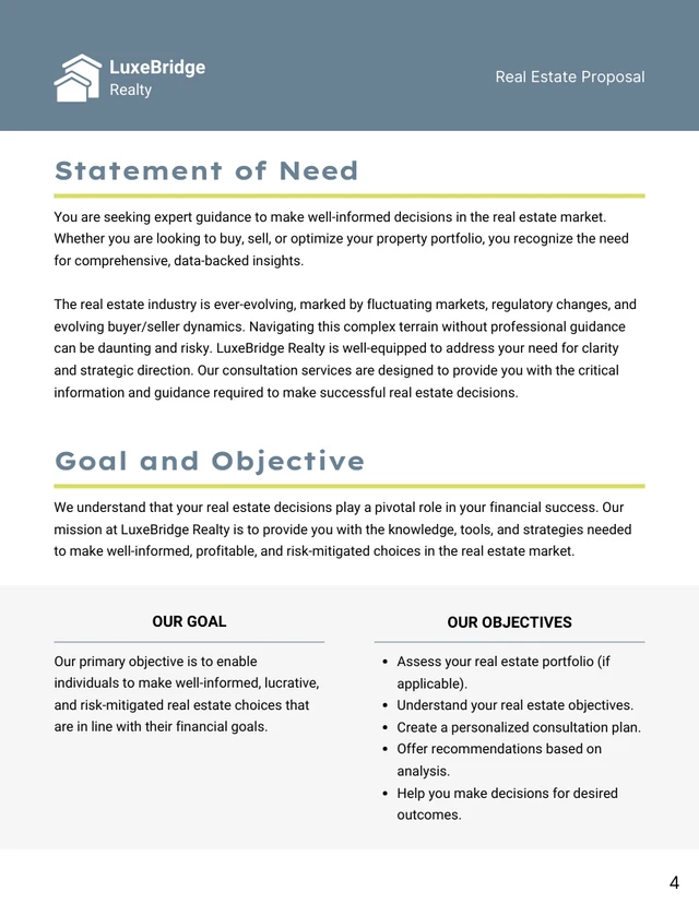 Modern Blue Yellow Gray Real Estate Proposal - Page 4