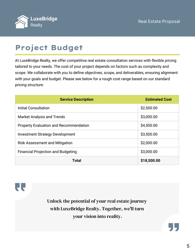 Modern Blue Yellow Gray Real Estate Proposal - Page 5