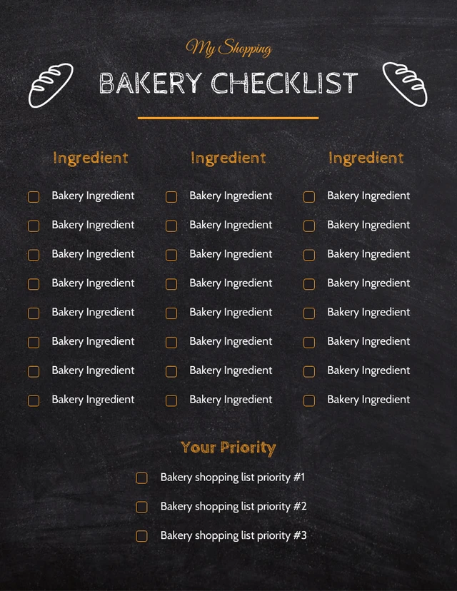 Black And Yellow Classic Texture Shopping Bakery Checklist