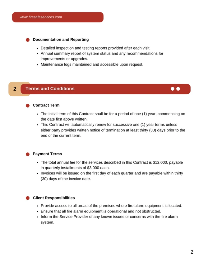 Fire Alarm Maintenance Contract Template - Page 2