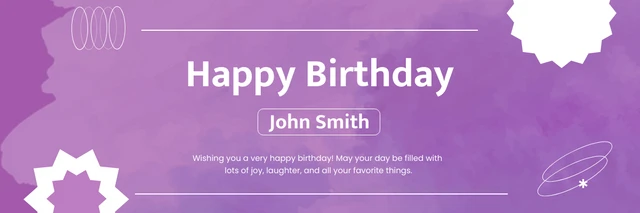 Happy Birthday Purple Simple Banner Template