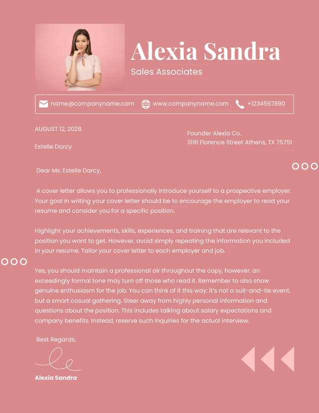 Pink Pastel Minimalist Professional Sales Letter Template