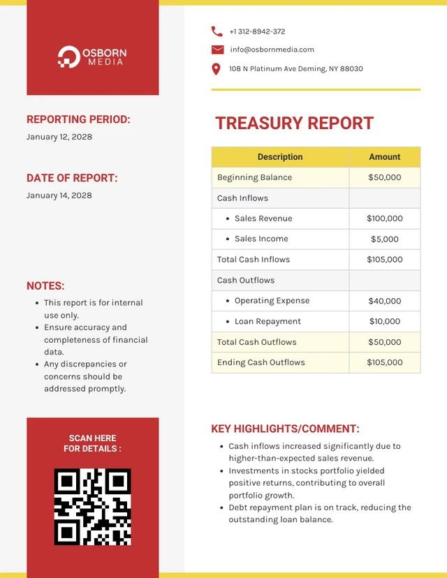 Treasury Report Template