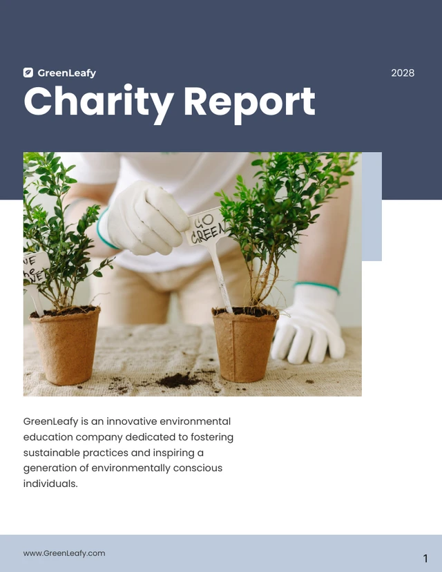 Light Blue and Green Charity Report - Page 1