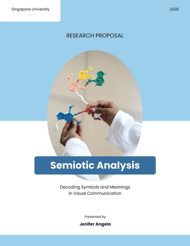 Light Blue Shape Semiotic Analysis Research Proposal - Page 1